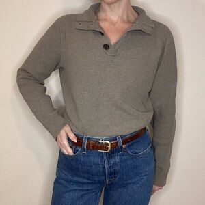 Banana Republic | Tan Cotton Knit Henley Pullover | Size M